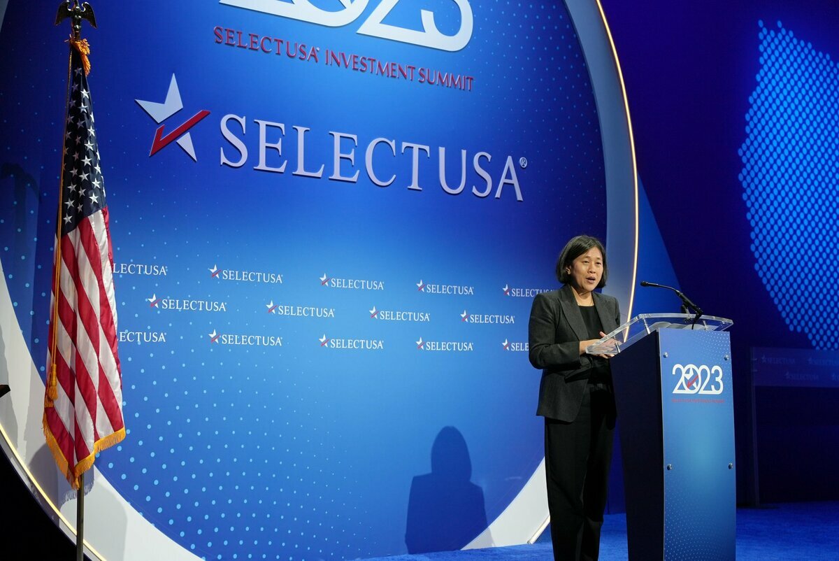 美國貿易代表戴琪（Katherine Tai）今(4)日在「選擇美國投資高峰會」（SelectUSA Investment Summit）發表演說表示，台灣是重要區域裡充滿活力的合作夥伴。 圖 : 取自戴琪推特