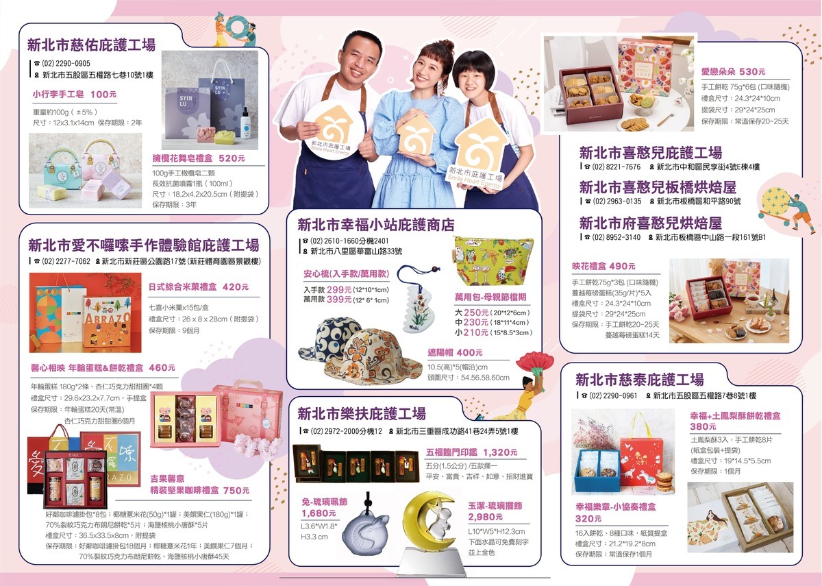 庇護工場母親節型錄（反面）。 圖：新北市勞工局提供