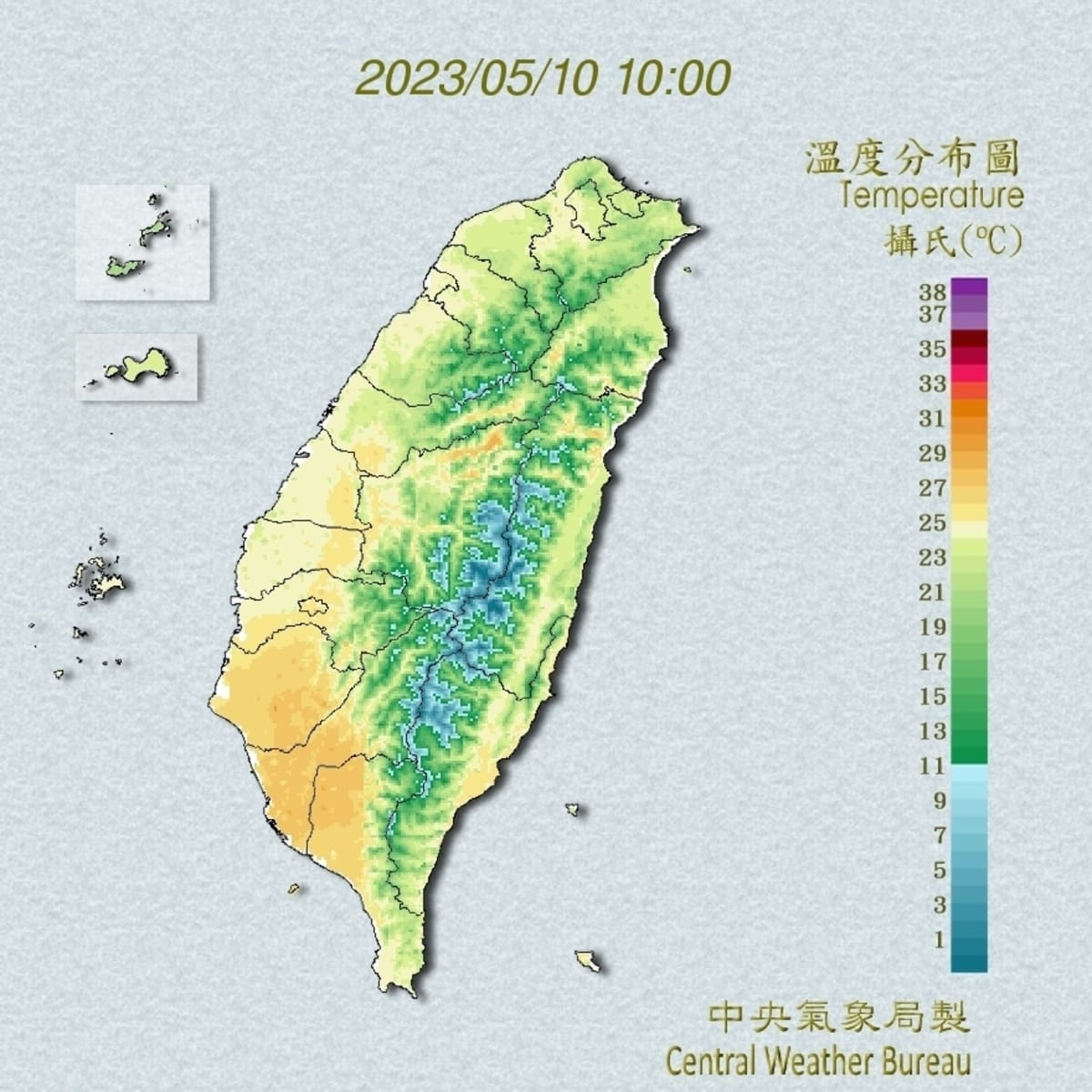 這幾天天氣涼爽舒適。 圖：取自中央氣象局網站