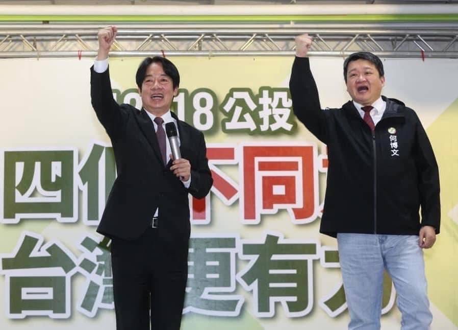 何博文公開宣示：為了這個國家、為了更美好未來，會和賴清德主席、一起打贏總統、立委選戰，全力守護台灣的民主繁榮！ 圖：何博文提供
