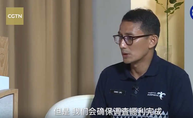 印尼旅遊和創意經濟部長桑迪亞加·烏諾（Sandiaga Uno）表示，對於近日印尼峇里島的命案，當局已成立特別小組調查。 圖: 翻攝自《中國環球電視網》