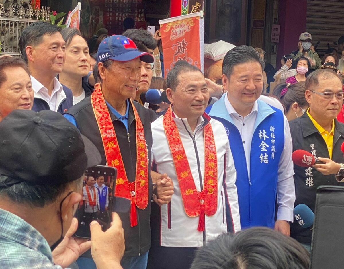 林金結是挺侯大將，與郭台銘淵源及交情也很深，喊出「郭侯合體，如虎添翼，下架民進黨才容易」。 圖：林金結服務處提供