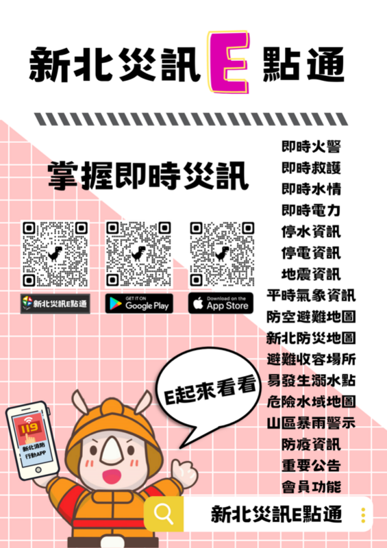 消防局推出防災神器-災訊E點通，這個系統可全天候提供火警及救災、救護車輛出勤動態。 圖：新北市消防局提供