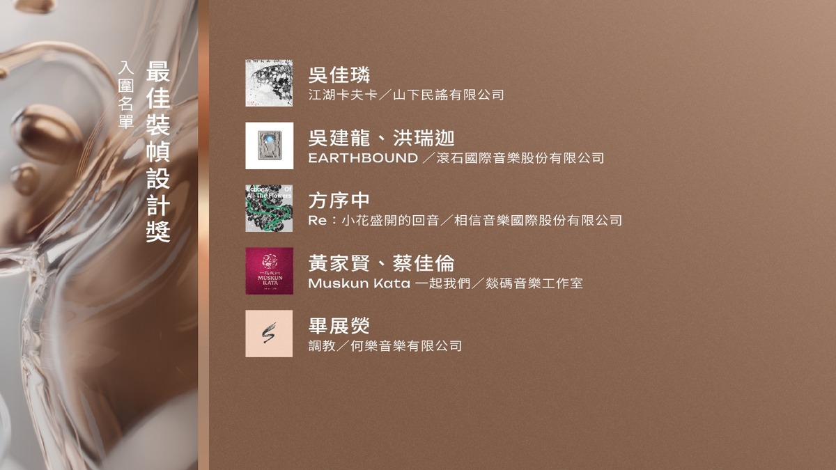 金曲34《最佳裝幀設計獎》入圍名單。 圖：翻攝自FB/金曲 GMA