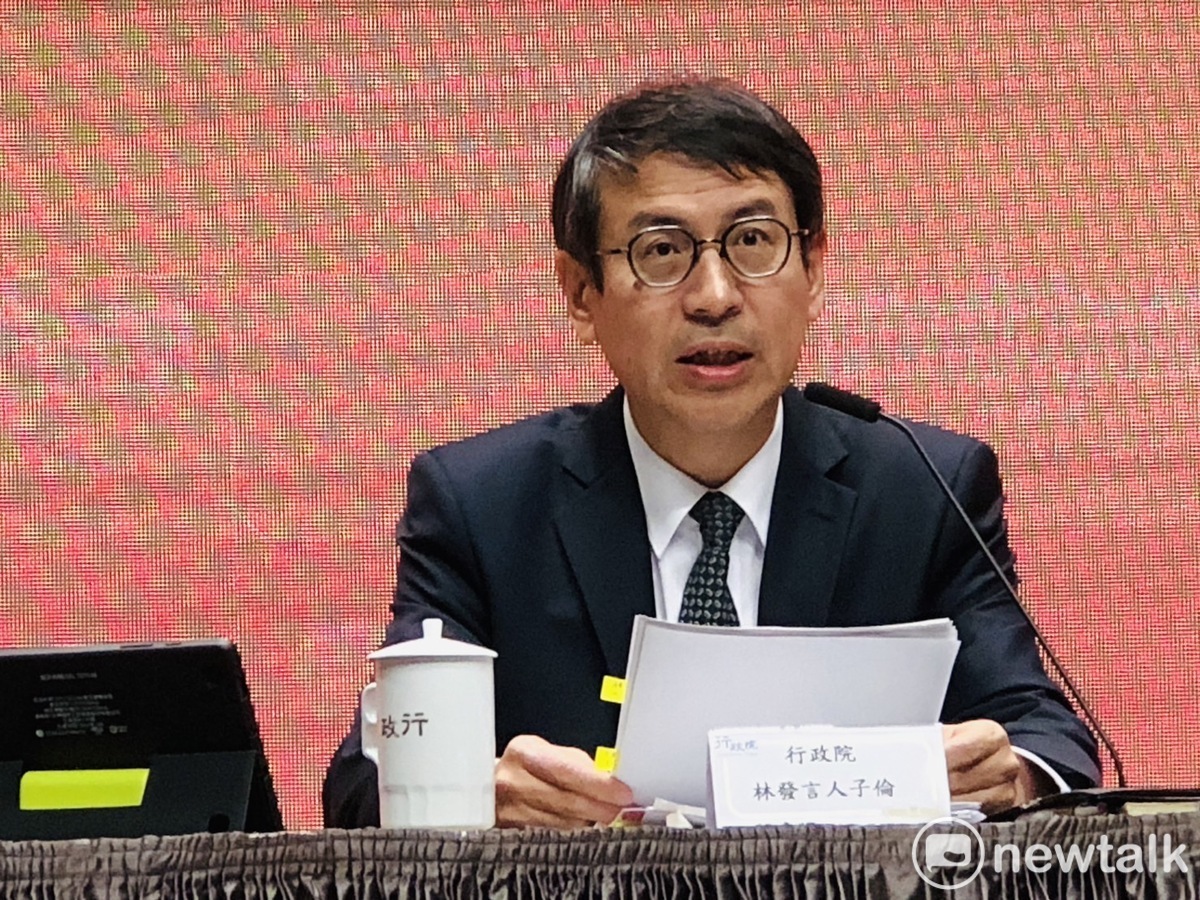 行政院發言人林子倫今(22)日受訪批評侯友宜把投資講成弊案不理性。 圖：謝莉慧/攝(資料照片)。
