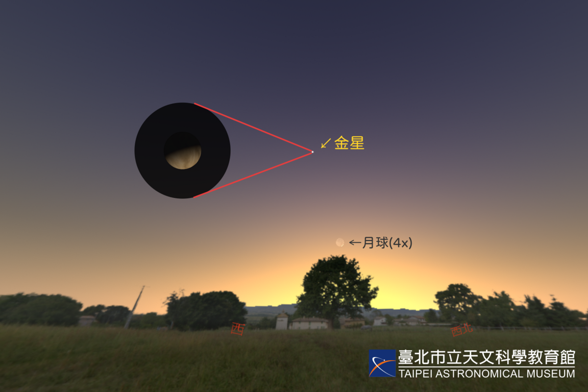 夜空最明亮的行星「金星」，將於5月21日傍晚達到「日落時最高仰角」。 圖：翻攝自台北市立天文館官網