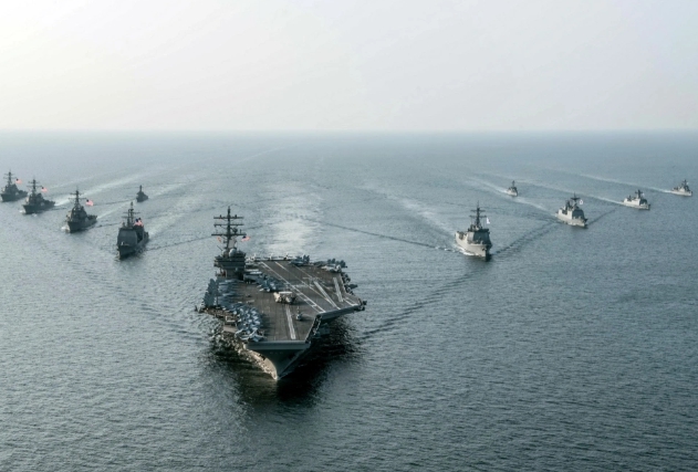 美國太平洋艦隊航空母艦戰鬥群。 圖 : 翻攝自羅富強觀察室