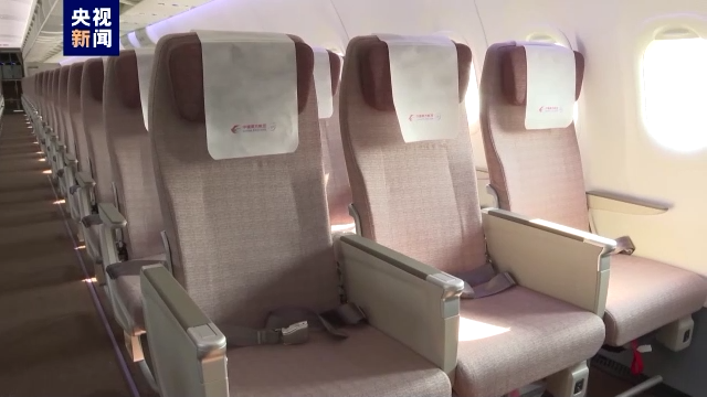 中媒曝光了C919 客機客艙內部。 圖：翻攝自觀察者