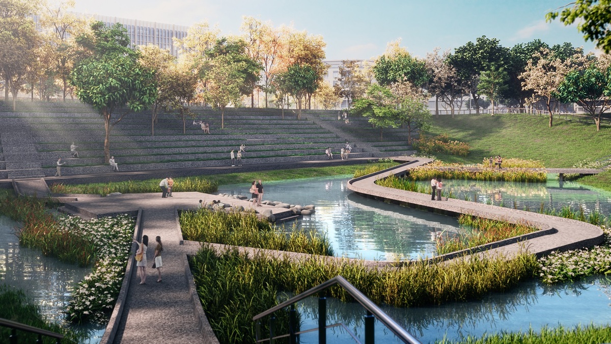 林口工一滯洪公園未來模擬圖。 圖：新北市城鄉局提供