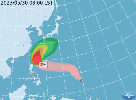 隨著瑪娃靠近，6船班停航、8省道路段可能實施管制。 圖：取自中央氣象局網站