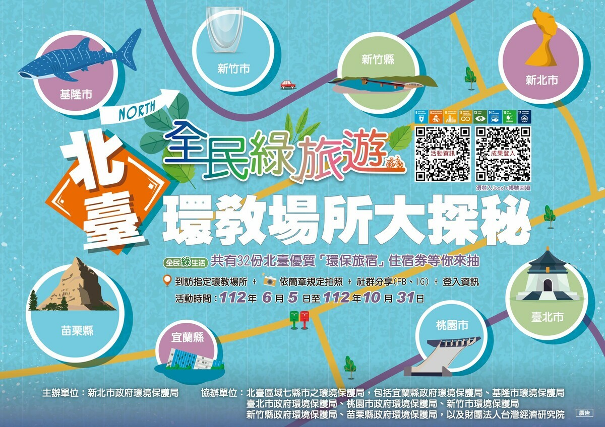 北台八縣市將於6月5日世界環境日展開「全民綠旅遊─北台環教場所大探秘」活動。 圖：新北市環保局提供