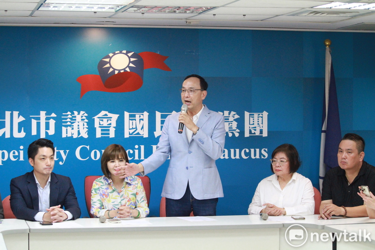 國民黨主席朱立倫出席國民黨台北市議會黨團大會。 圖：周煊惠 / 攝
