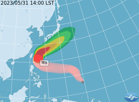 瑪娃颱風已逐漸北上遠離台灣。 圖：取自中央氣象局網站