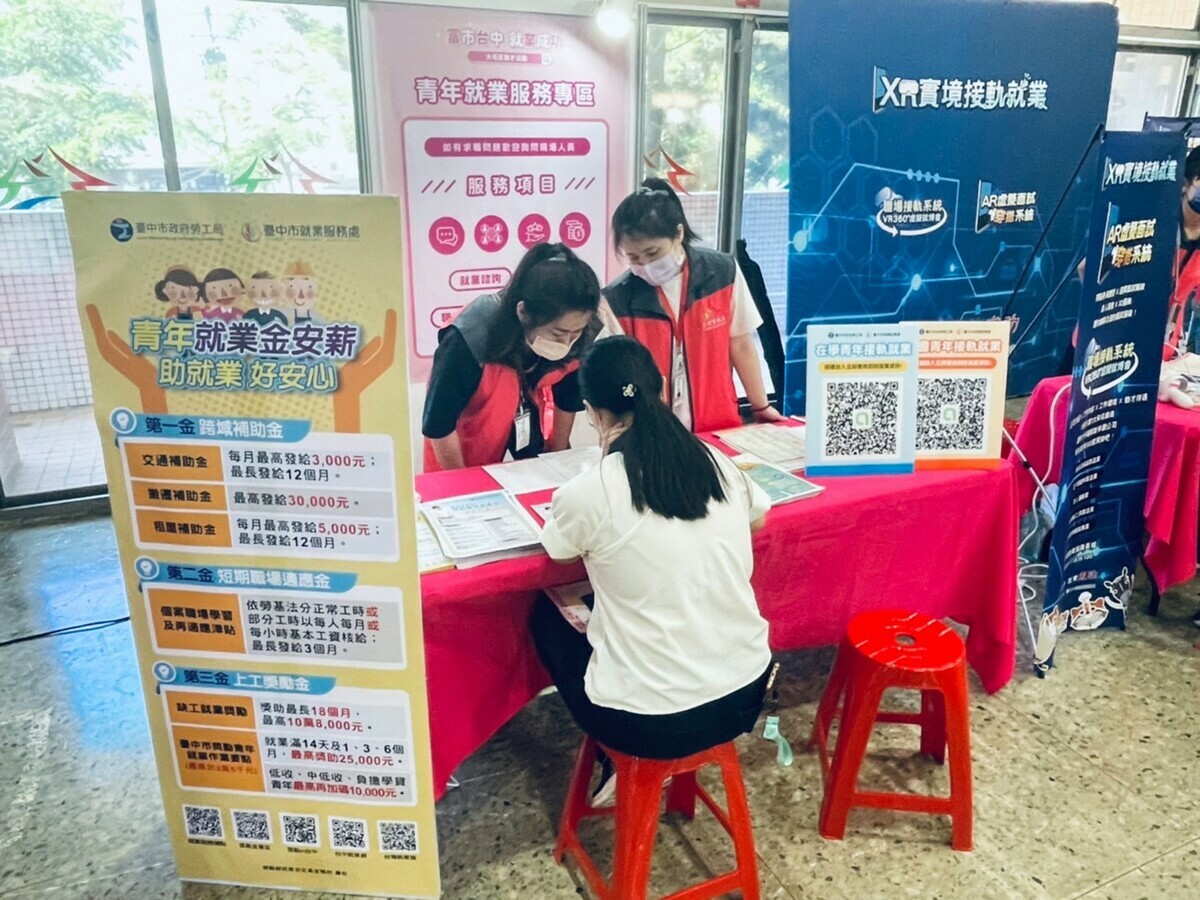 青年專區專人宣導獎勵青年就業金。 台中市政府勞工局/提供