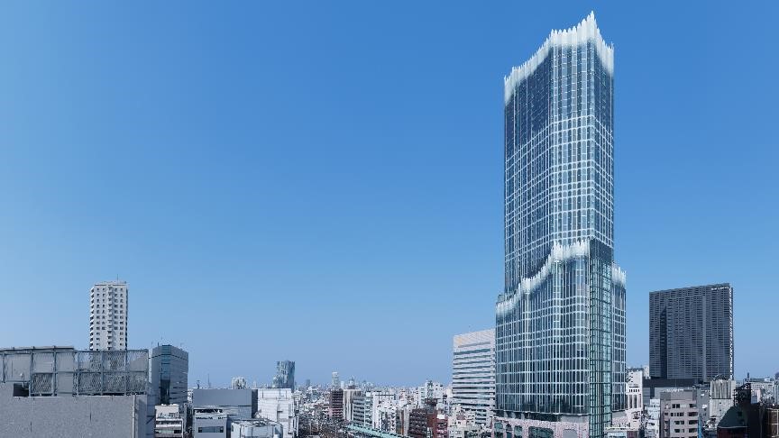 東急歌舞伎町TOWER，以「水」為設計靈感的噴泉意象外觀相當吸睛。 圖：©️TOKYU KABUKICHO TOWER／提供