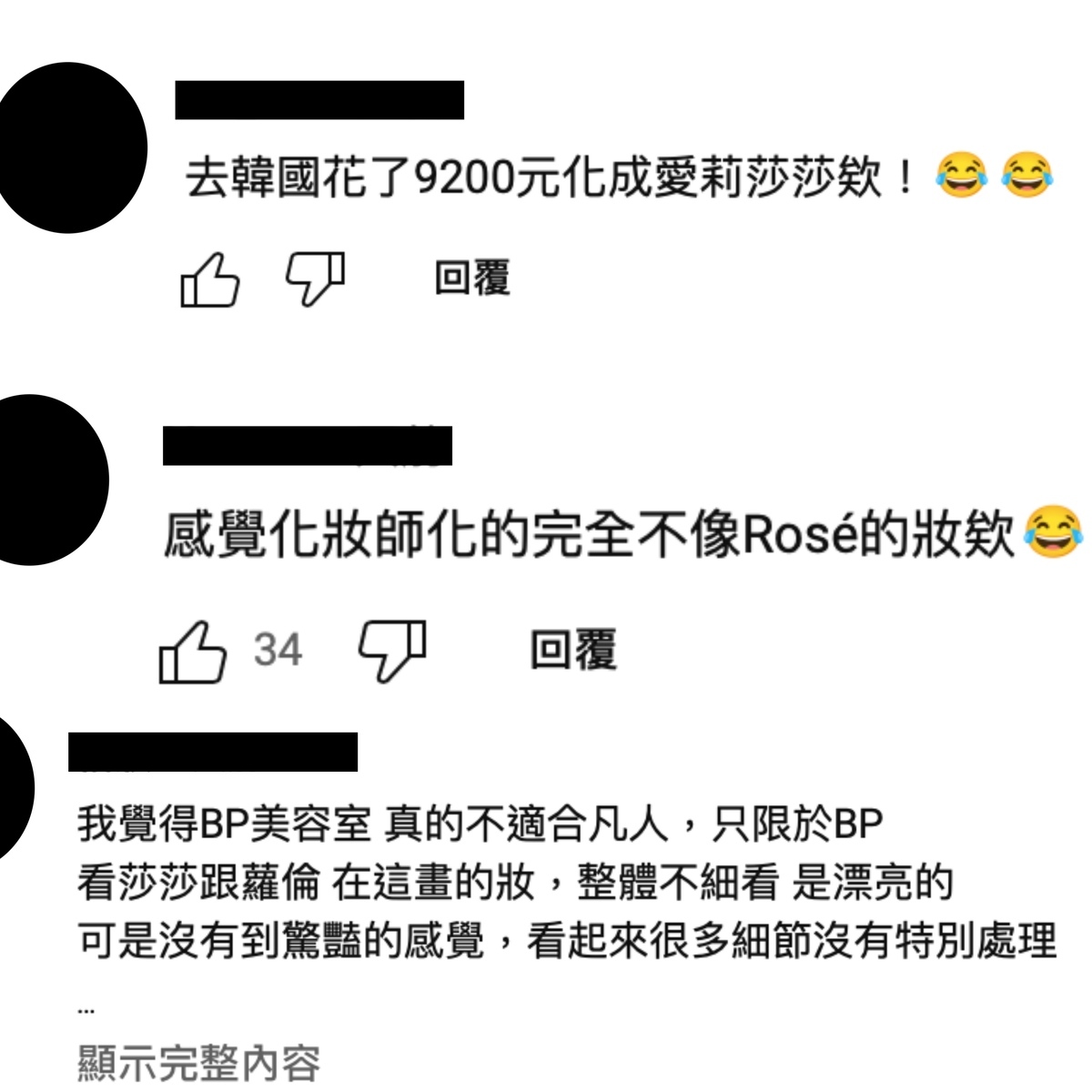 網友留言。 圖：翻攝自YT/愛莉莎莎 Alisasa