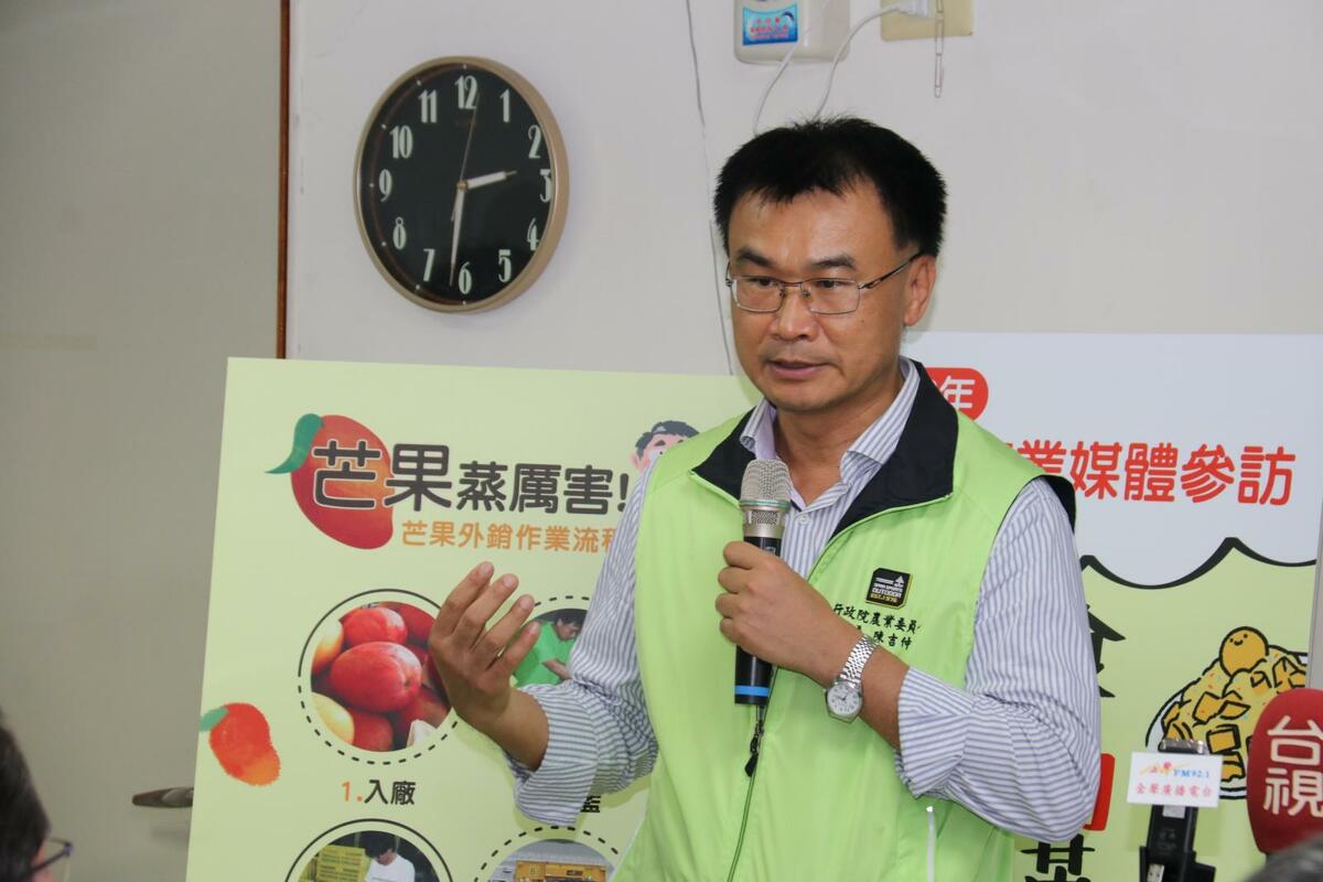 目前芒果進入盛產期，今(7)日農委會陳吉仲主委親赴玉井蒸熱處理場，向各界展示農委會補助台南市政府建置的新式蒸熱處理設備在今年芒果期的表現。 圖：農委會／提供