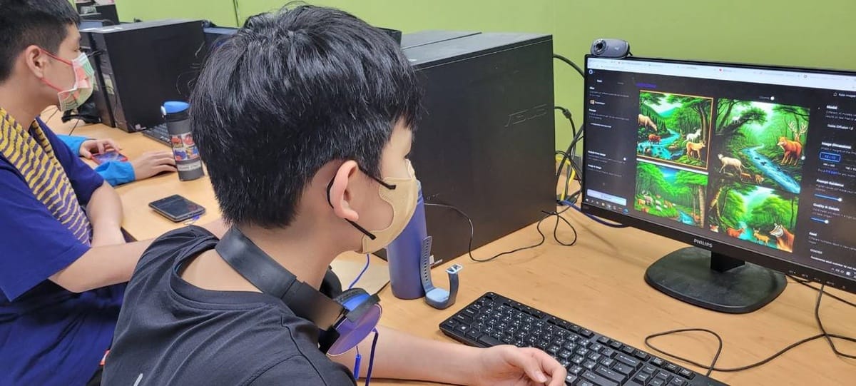 學生運用AI工具，創發設計。 圖：新北市教育局提供