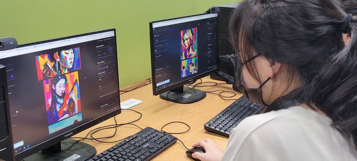 職業試探AI營隊，學生實作畫面。 圖：新北市教育局提供