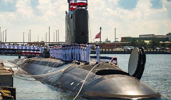 美國海軍「維吉尼亞級」核動力攻擊潛艦「南達科他號(SSN-790)」。圖為2019年成軍典禮。 圖：翻攝US Navy