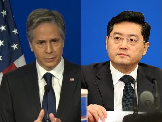 美國國務卿布林肯(左)與中國外長秦剛。 圖：新頭殼合成/素材取自推特、陸網