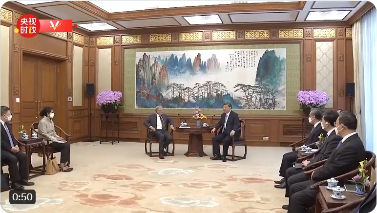 中國國家主席習近平16日在北京與微軟創辦人比爾蓋茲會面。 圖：央視時政截圖