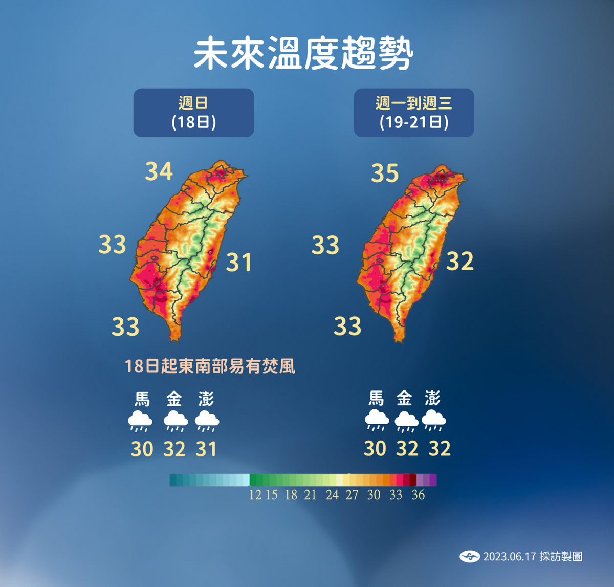 未來一週溫度趨勢。 圖：中央氣象局／提供