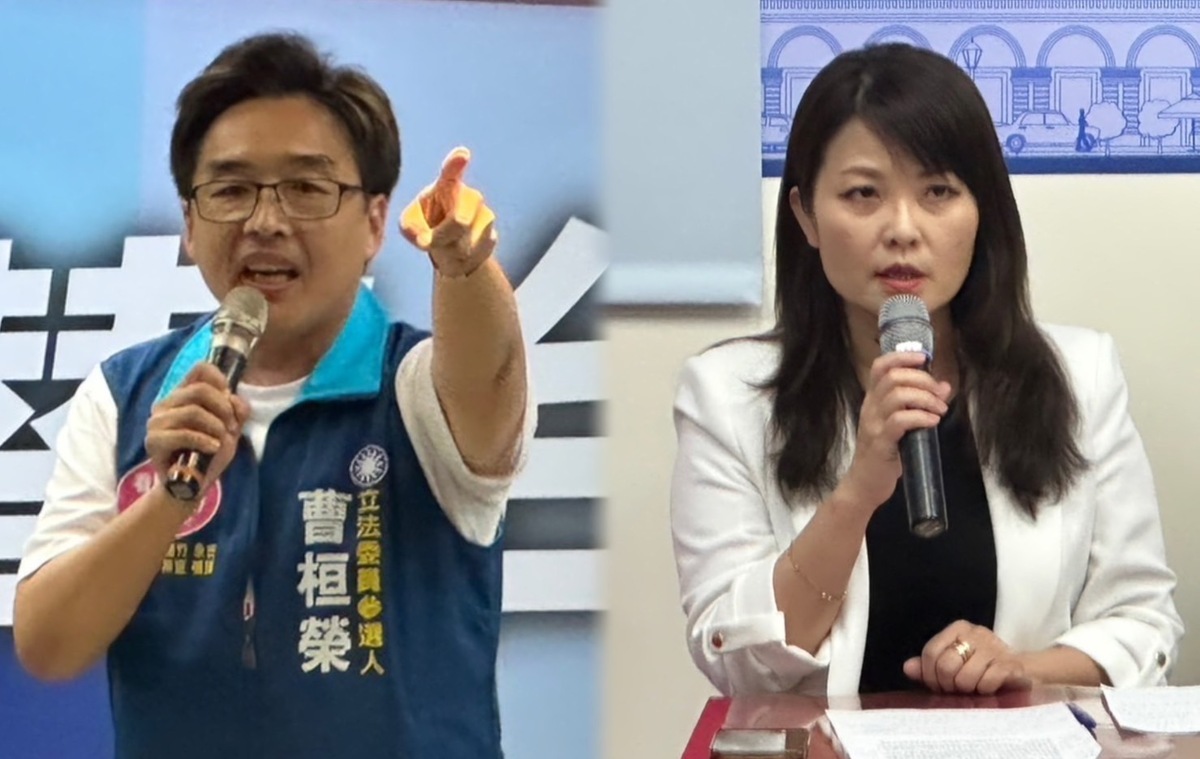 曹桓榮(左)與陳美雅要陳其邁出面道歉。 圖：國民黨高雄市黨部/提供