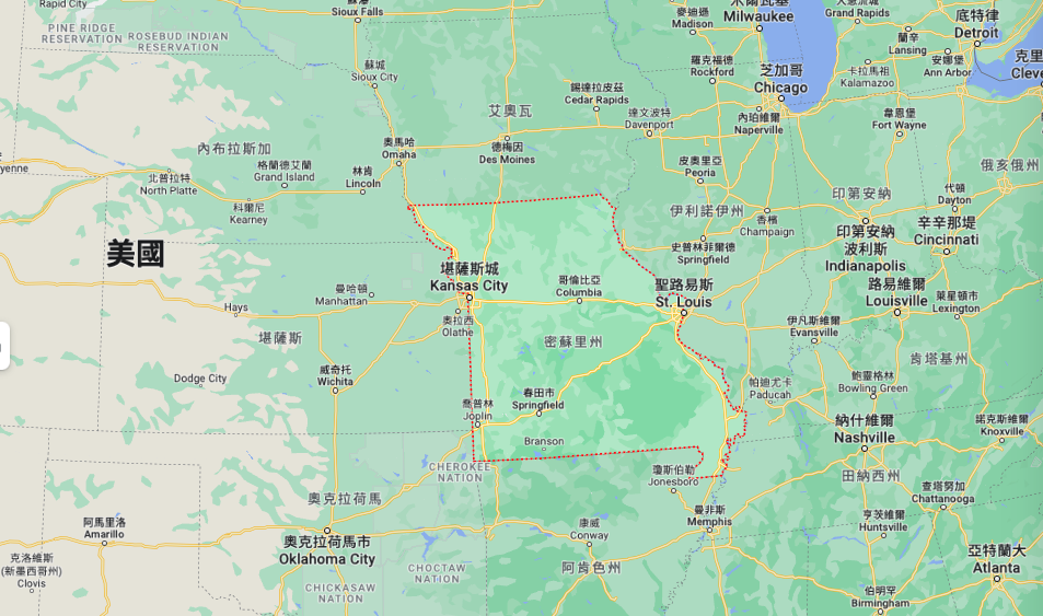 美國密蘇里州堪薩斯市（Kansas City）同一區域今天凌晨接連發生兩起槍擊案，造成多人死傷。 圖：翻攝自google map