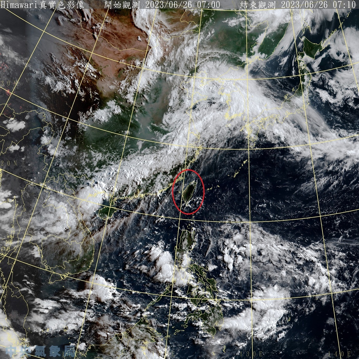 今天全台各地包括澎湖、金門、馬祖，大多為多雲到晴的天氣，東部、東南部地區與恆春半島有零星短暫陣雨。 圖：中央氣象局／提供