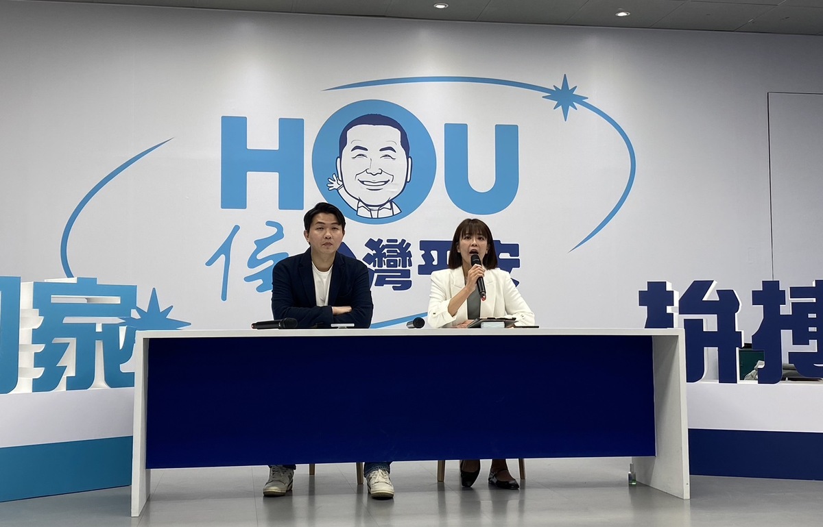 侯友宜競選工作室發言人江怡臻、呂家愷回應時事議題。 圖：侯友宜競選工作室/提供