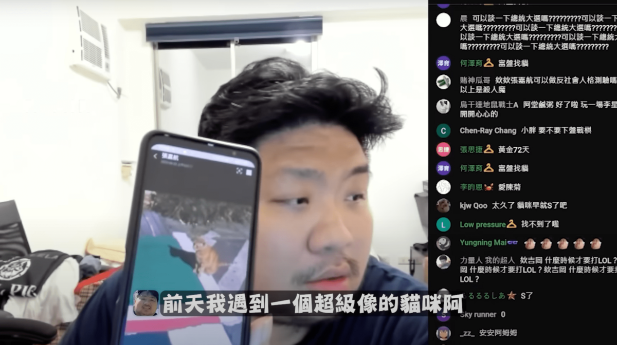 時隔一隔月，統神表示自己前天遇到一隻超像陳橘的貓咪。 圖：翻攝自YT/ 統晨大戲院