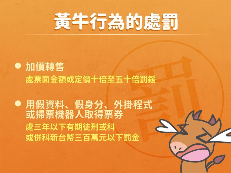 黃牛行為的處罰。 圖：文化部提供
