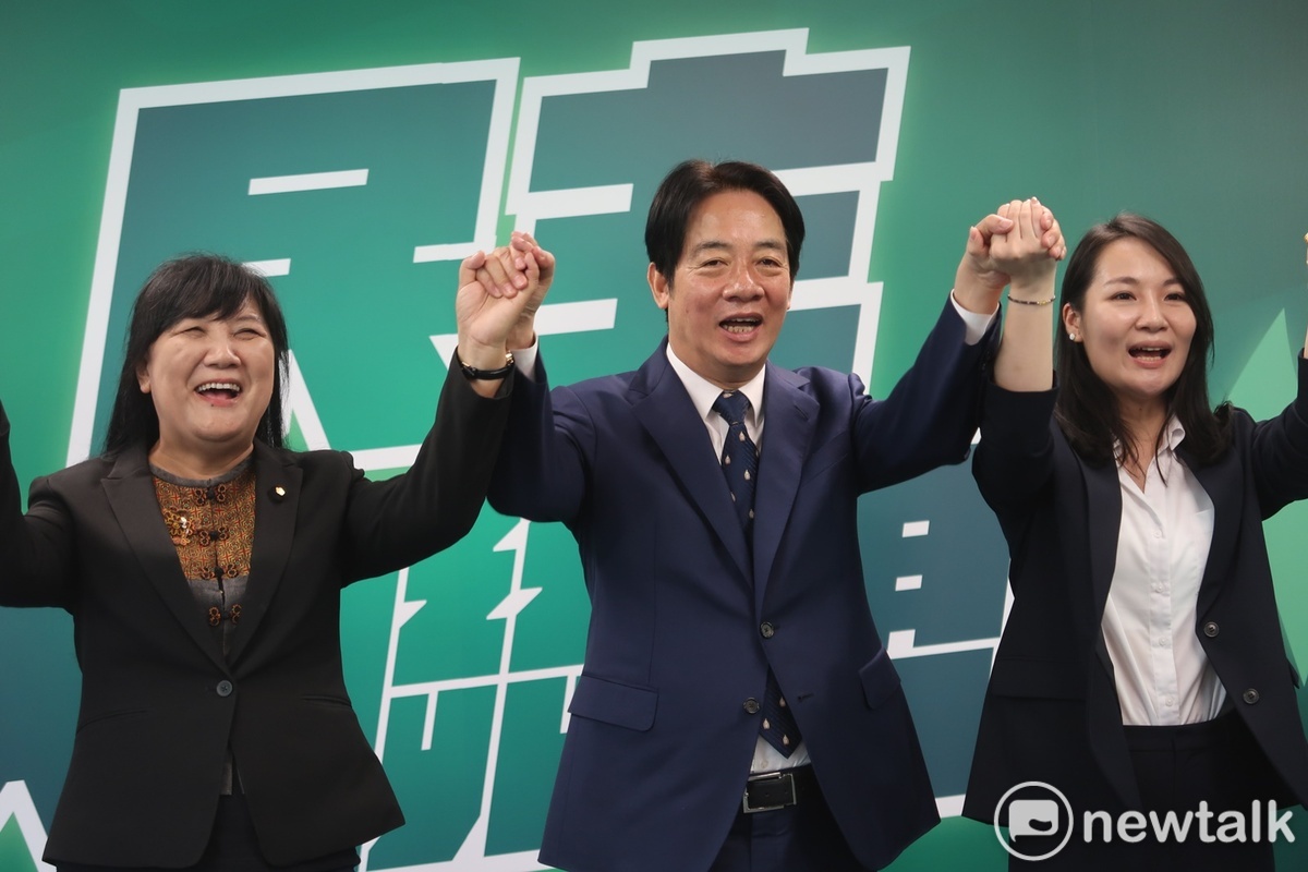 民進黨提名伍麗華（左一）、詹紀绨、（右一）等立委參選人。 圖：林朝億/攝