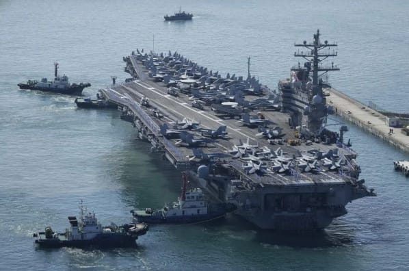 美國航空母艦雷根號。 圖 : 翻攝自時務家語
