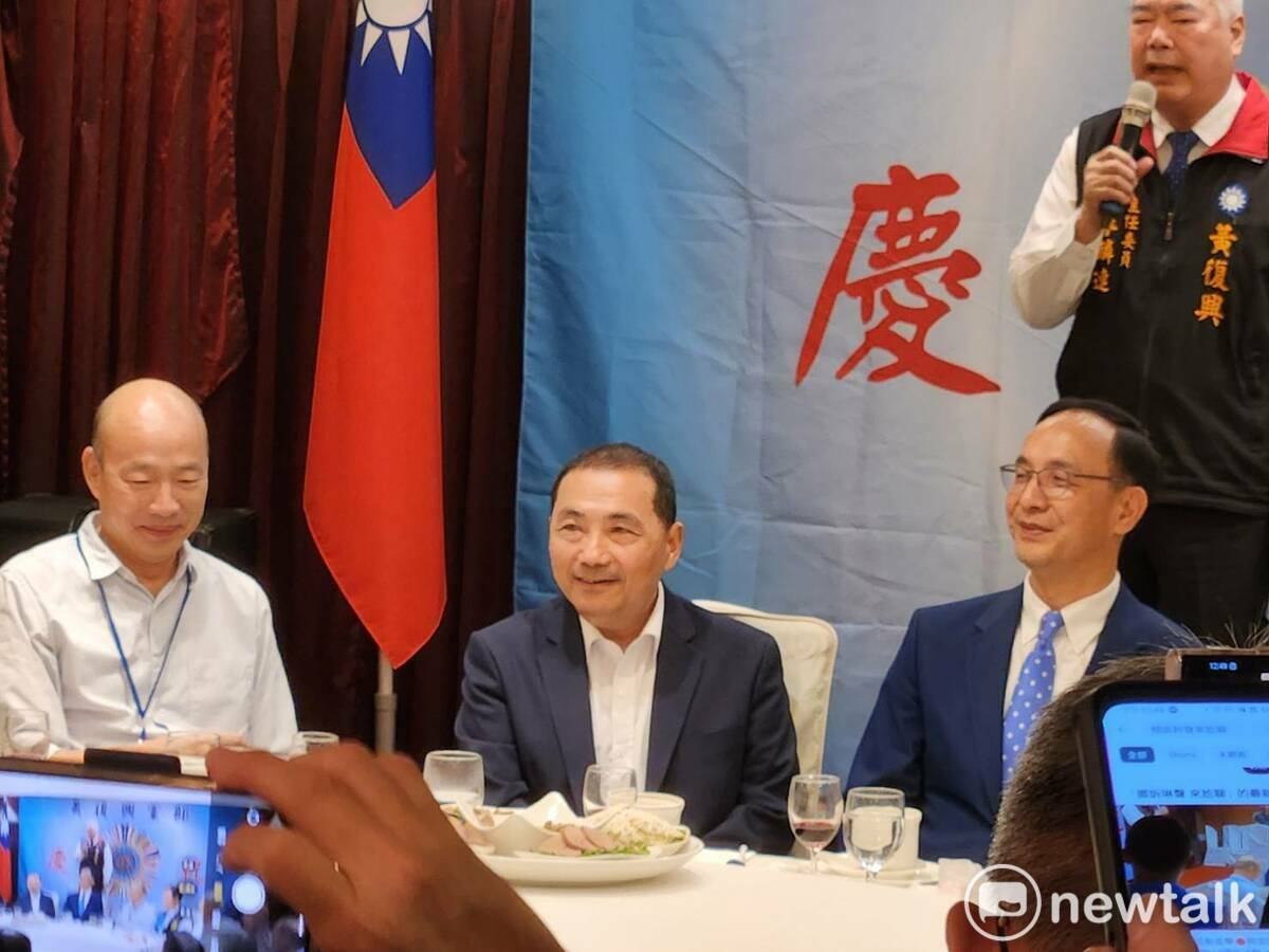 黃復興黨部週年慶促成侯友宜、朱立倫與韓國瑜同台，盼加速藍軍內部整合。 圖：黃建豪/攝