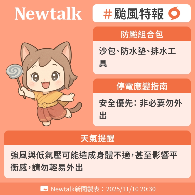 強風與低氣壓可能造成身體不適，甚至影響平衡感，請勿輕易外出 圖：Newtalk製表