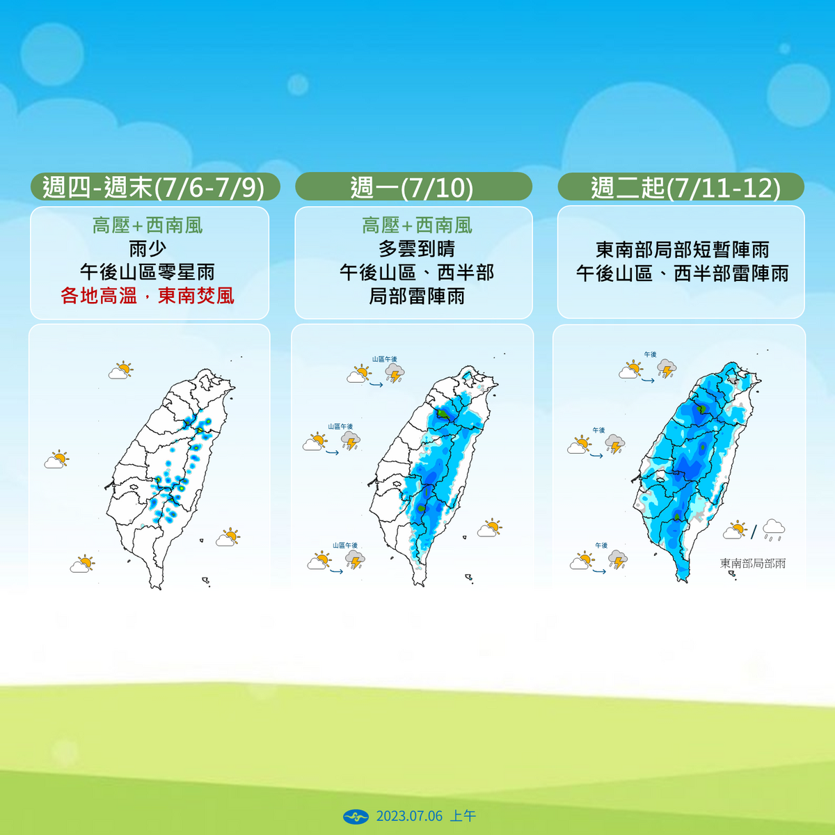 未來一週降雨趨勢。 圖：中央氣象局／提供