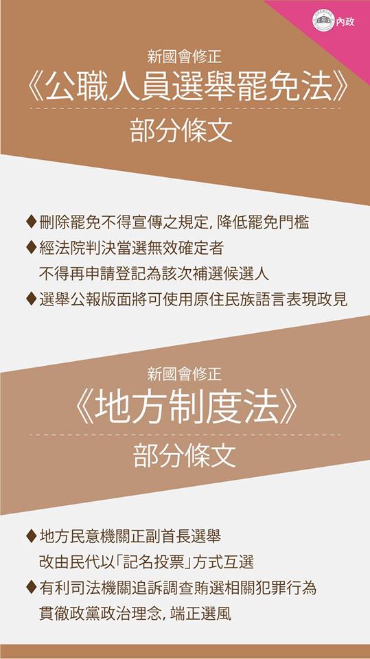 新國會在內政修法方面交出的成績。 圖：翻攝自立法院長蘇嘉全臉書