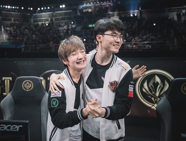 SKT Faker與Peanut的「中野連動」成為隊伍勝利的關鍵。 圖：翻攝自 LoL Esports Photos flickr