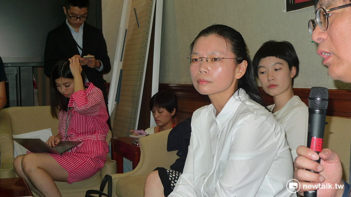 李凈瑜在美召開參與聽證會後返國召開記者會。 圖：汪少凡／攝