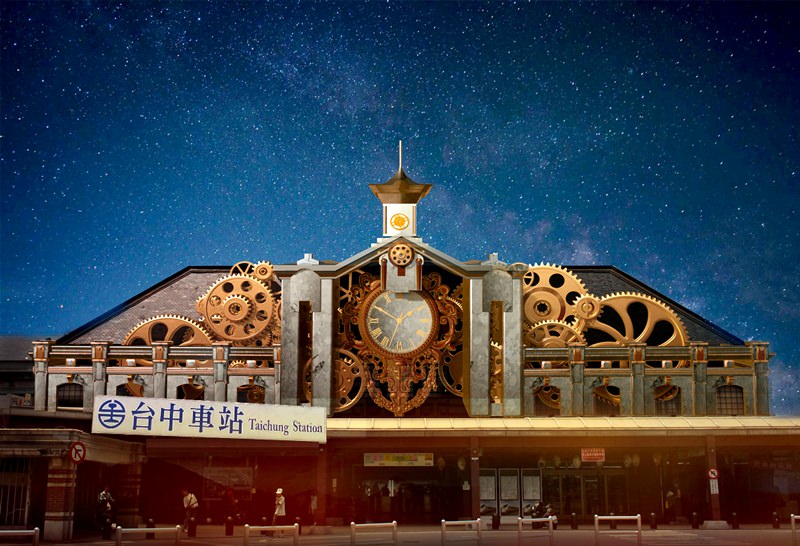 台中光影藝術節在端午連假首次日登場，今（27）晚7點開始，台中百年車站牆面上，將上演3D光雕秀，呈現台中城市新舊交替的風貌。 圖：翻攝自光影藝術節網站
