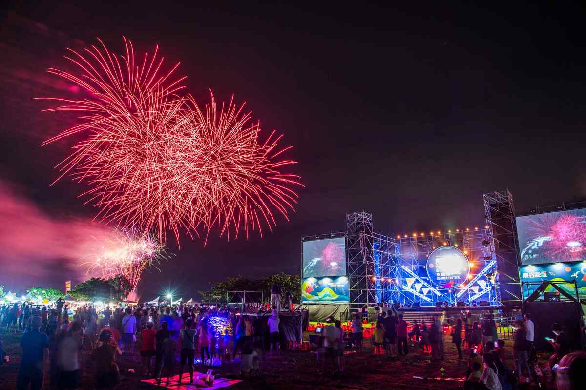 今年國慶煙火將於台中登場，在國慶日前台中市府將於9月18日搶先試放，市府也公布周邊相關最佳觀賞點。（國慶煙火示意圖） 圖：嘉義縣政府/提供（資料照）