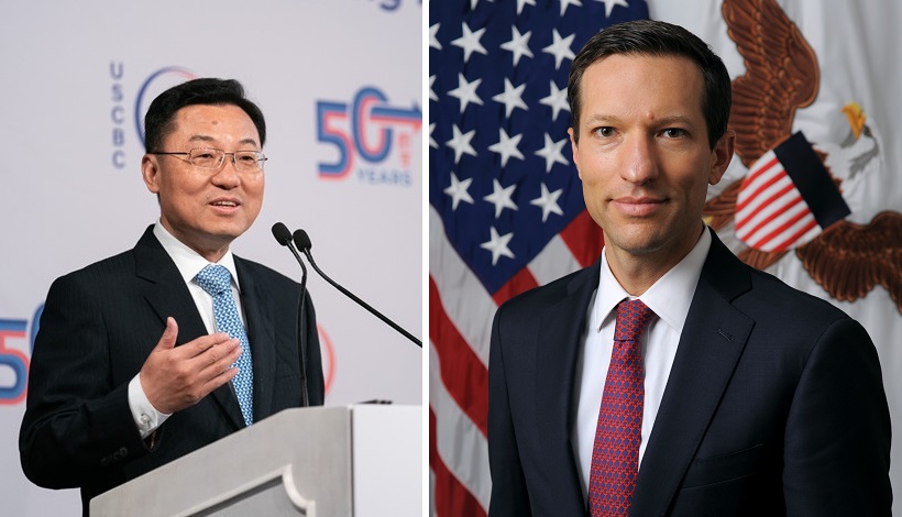 美國發出聲明，表示中國大使謝鋒（左圖，翻攝自中國駐美大使館）前往五角大廈會晤助理國防部長拉特納（右圖，翻攝自美國防部），雙方談了約90分鐘。 圖：新頭殼合成（翻攝自中國駐美大使館、美國防部）