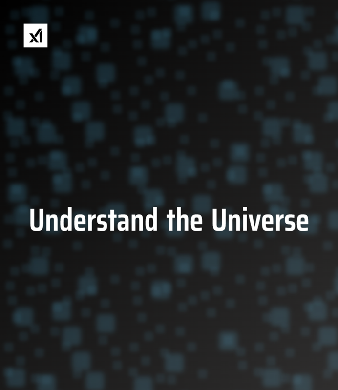 xAI網站的主視覺設計，斗大的「Understand the Universe」顯示了該公司的目標。 圖：翻攝自xAI官方網站