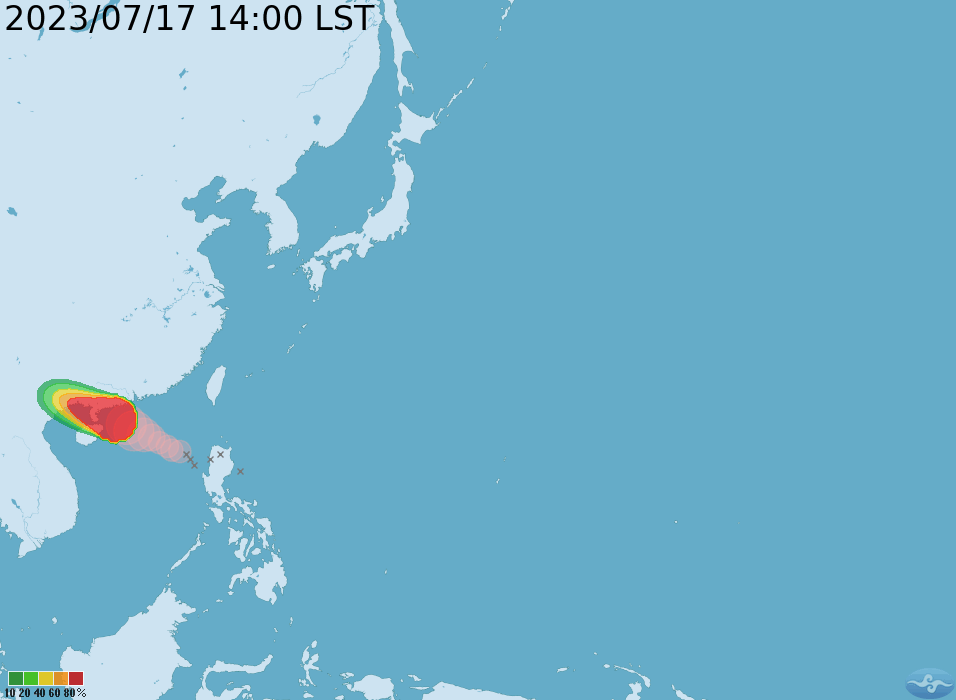 今(17)日下午，泰利增強為中度颱風。 圖：翻攝自中央氣象局官網