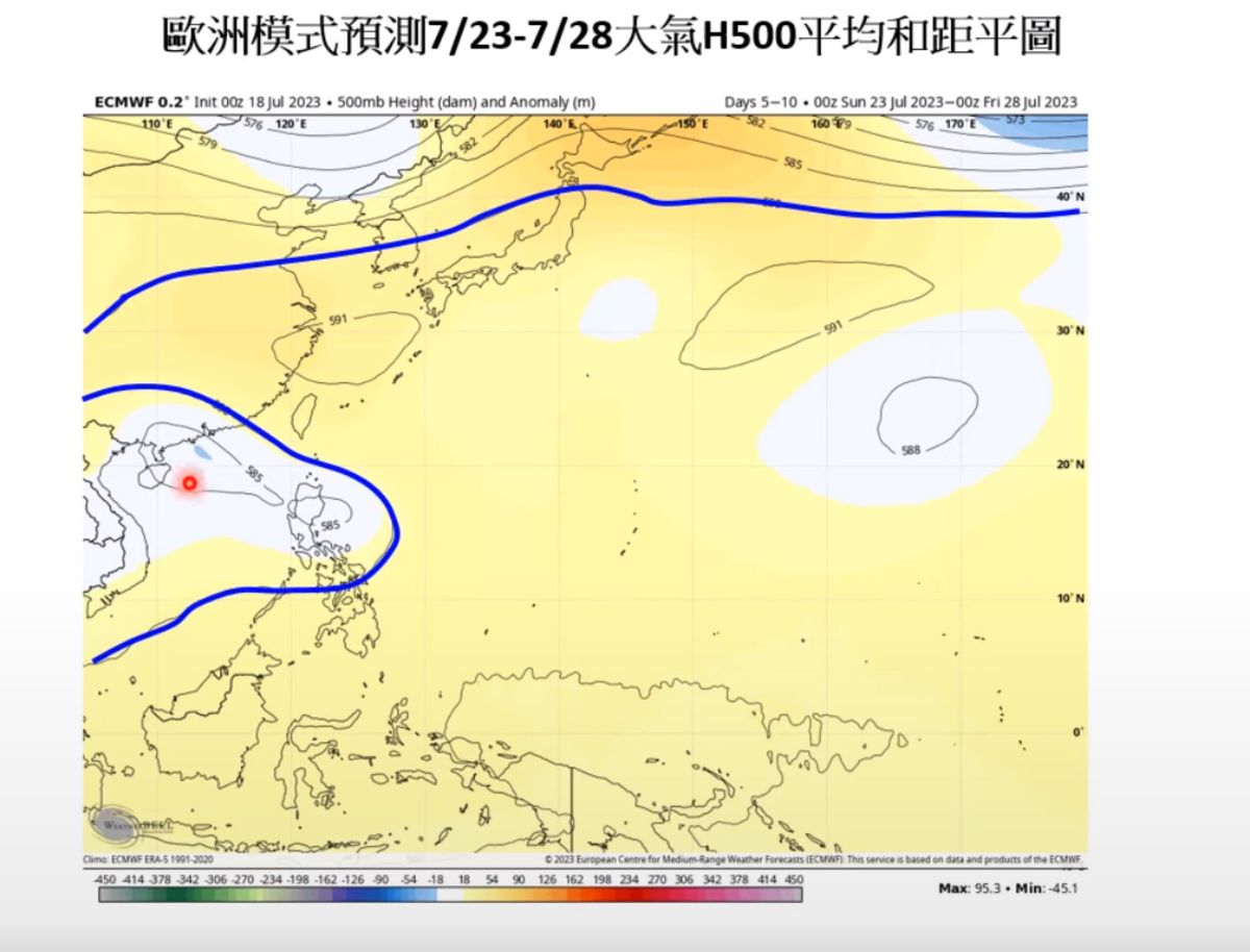 賈新興表示，因為台灣都被高壓掩蓋，所以就算有颱風發生，也很難靠近。 圖：取自賈新興YT頻道