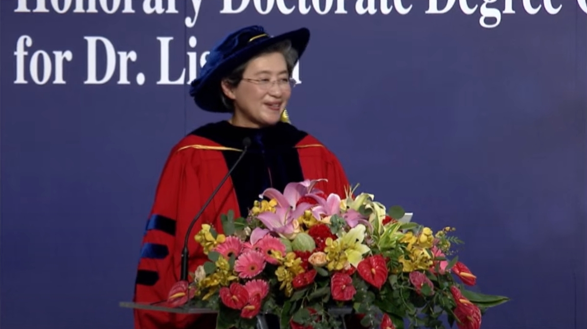 AMD執行長蘇姿丰致詞。 圖：取自陽明交通大學youtube頻道。