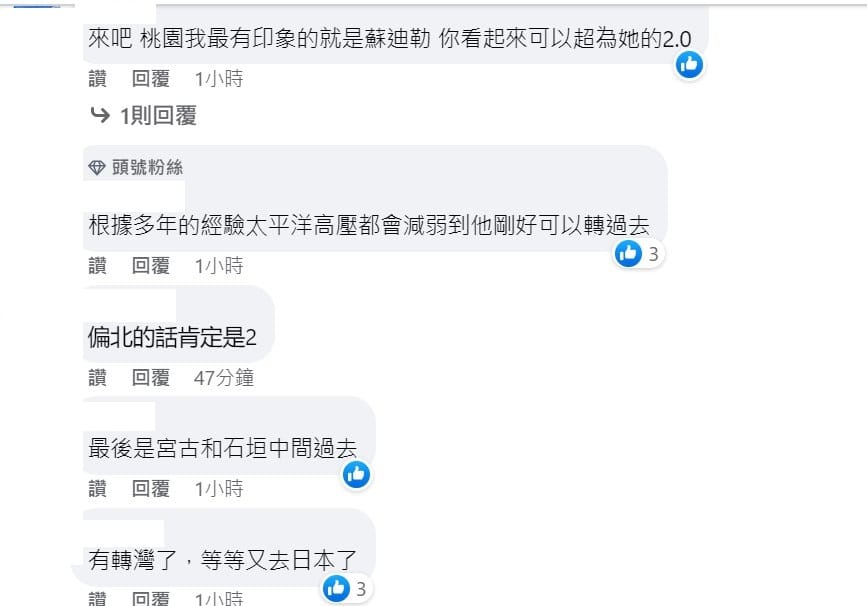 「杜蘇芮」颱風路徑可能北轉引起網友討論。 圖：取自《台灣颱風論壇》臉書