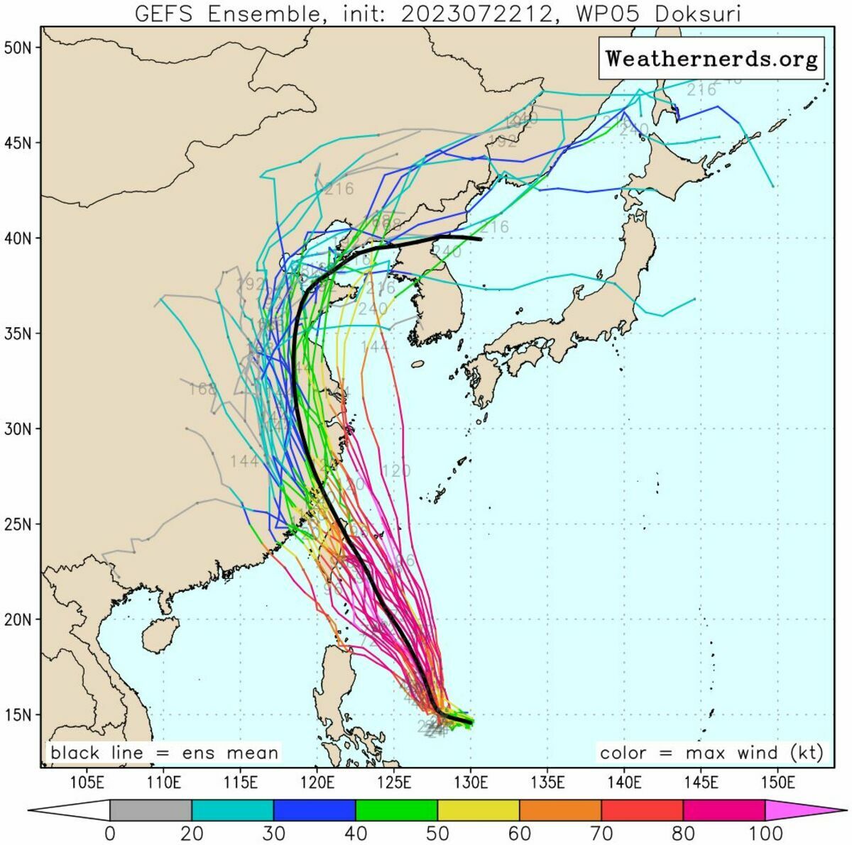最新美國系集模式模擬。 圖片來源/Weathernerds